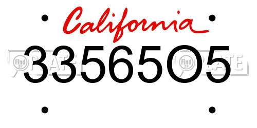 33565O5 California License Plate