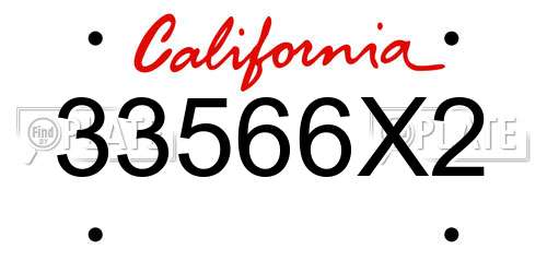 33566X2 California License Plate