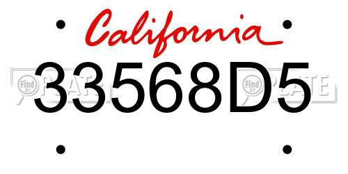 33568D5 California License Plate