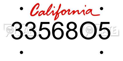 33568O5 California License Plate