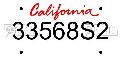 33568S2 California License Plate
