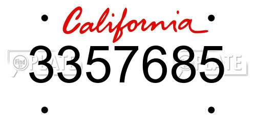 3357685 California License Plate
