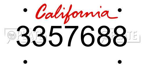 3357688 California License Plate