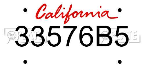33576B5 California License Plate