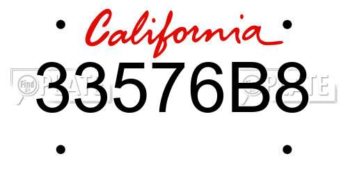 33576B8 California License Plate