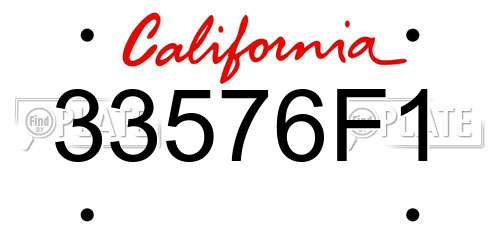 33576F1 California License Plate
