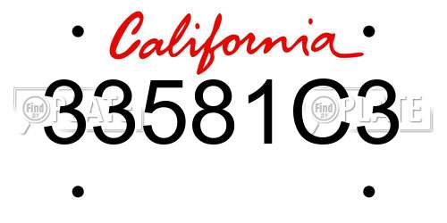 33581C3 California License Plate