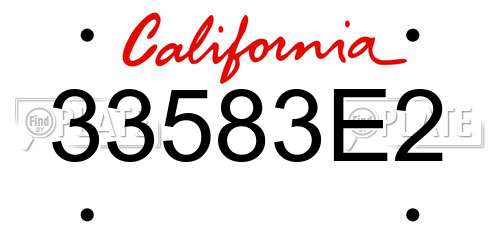 33583E2 California License Plate
