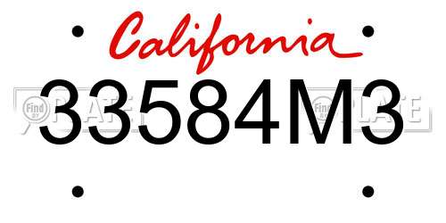 33584M3 California License Plate