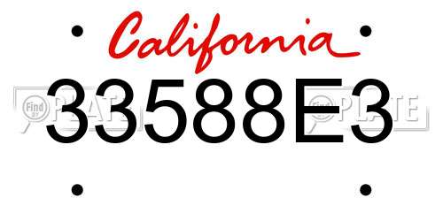 33588E3 California License Plate