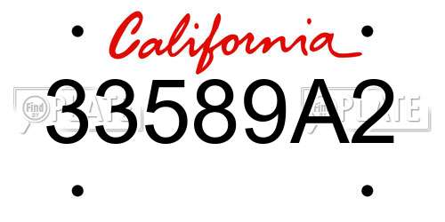 33589A2 California License Plate