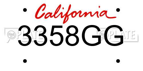 3358GG California License Plate
