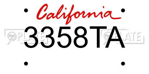 3358TA California License Plate