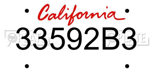 33592B3 California License Plate