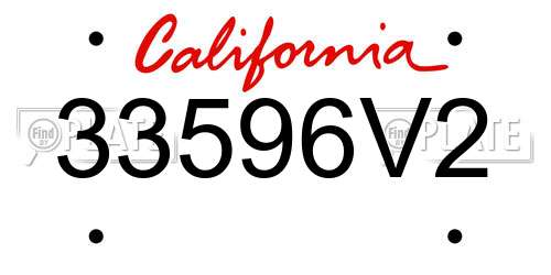 33596V2 California License Plate
