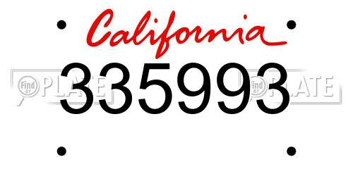 335993 California License Plate