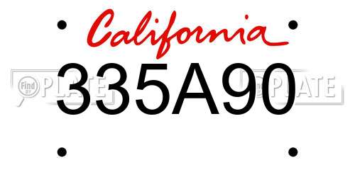 335A90 California License Plate