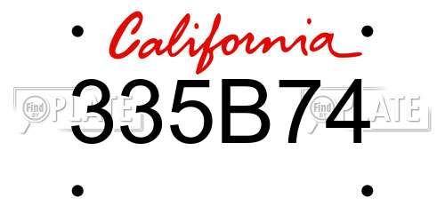 335B74 California License Plate