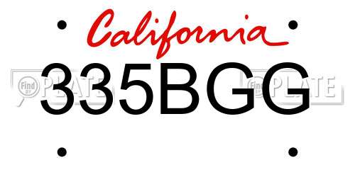 335BGG California License Plate