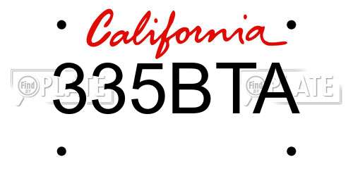 335BTA California License Plate