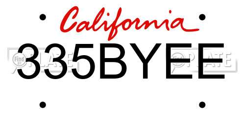 335BYEE California License Plate