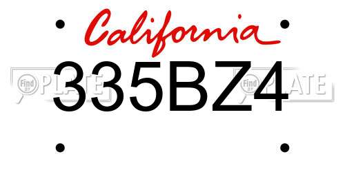 335BZ4 California License Plate