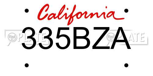 335BZA California License Plate