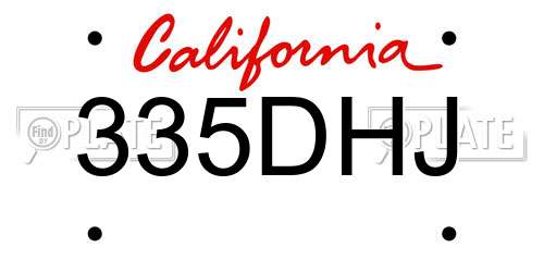 335DHJ California License Plate
