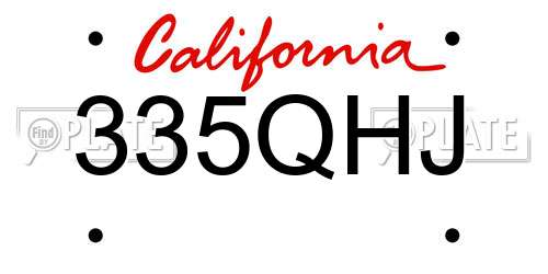 335QHJ California License Plate