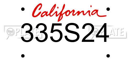335S24 California License Plate