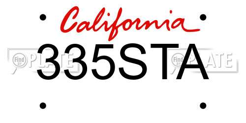 335STA California License Plate