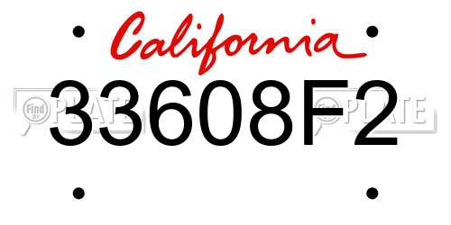 33608F2 California License Plate