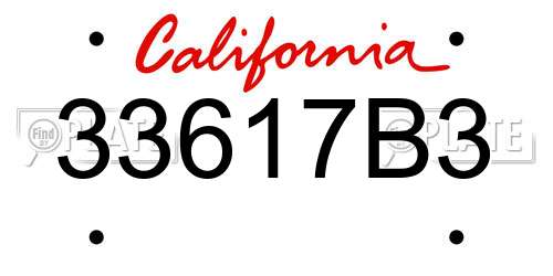 33617B3 California License Plate