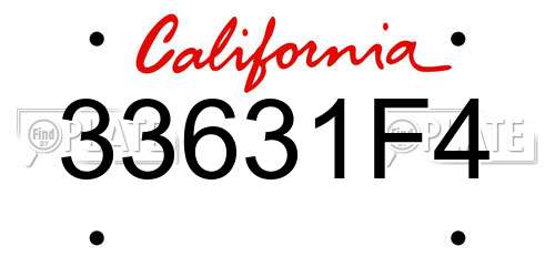 33631F4 California License Plate