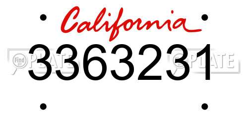 3363231 California License Plate
