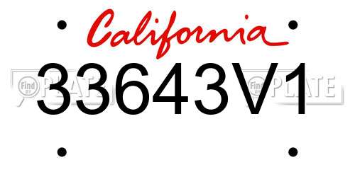 33643V1 California License Plate