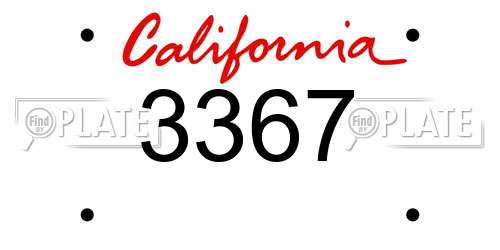 3367 California License Plate