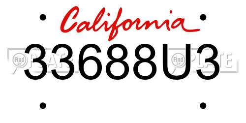 33688U3 California License Plate