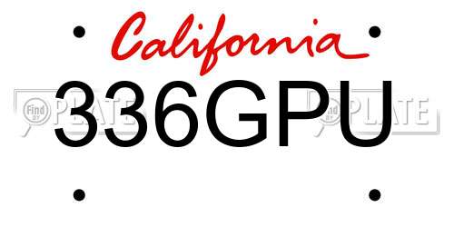 336GPU California License Plate
