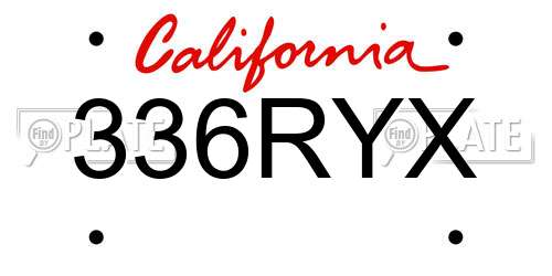 336RYX California License Plate