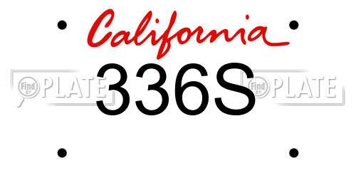 336S California License Plate