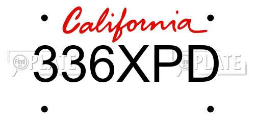 336XPD California License Plate