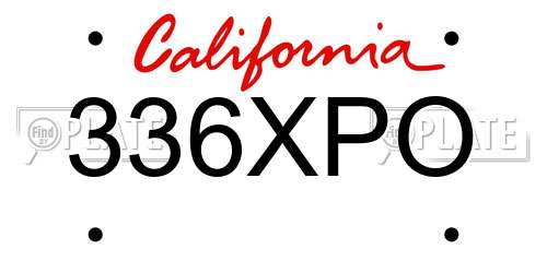 336XPO California License Plate