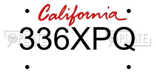 336XPQ California License Plate
