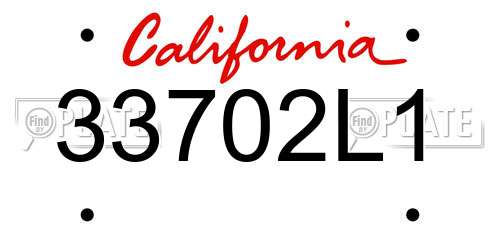 33702L1 California License Plate