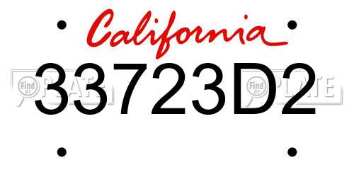 33723D2 California License Plate