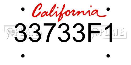 33733F1 California License Plate