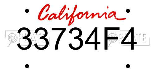 33734F4 California License Plate