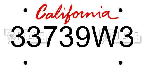 33739W3 California License Plate