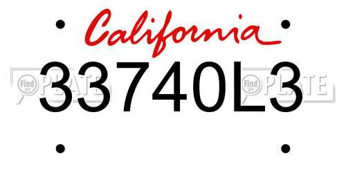 33740L3 California License Plate